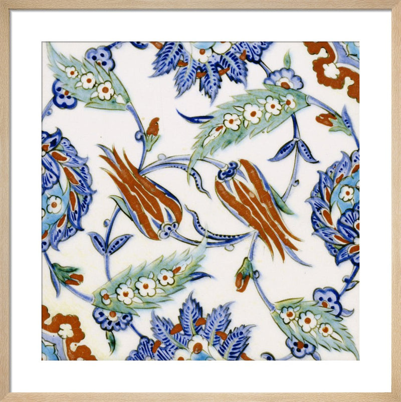 An Iznik Pottery Tile, c.1580 (II) by Anonymous. Framed art print.