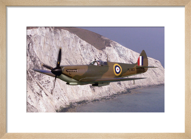 Spitfire at the White Cliffs of Dover by Anonymous. Framed art print.