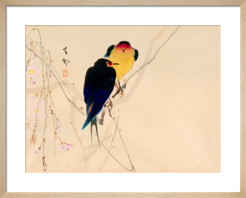 Swallows with Blossom by Anonymous. Framed art print.