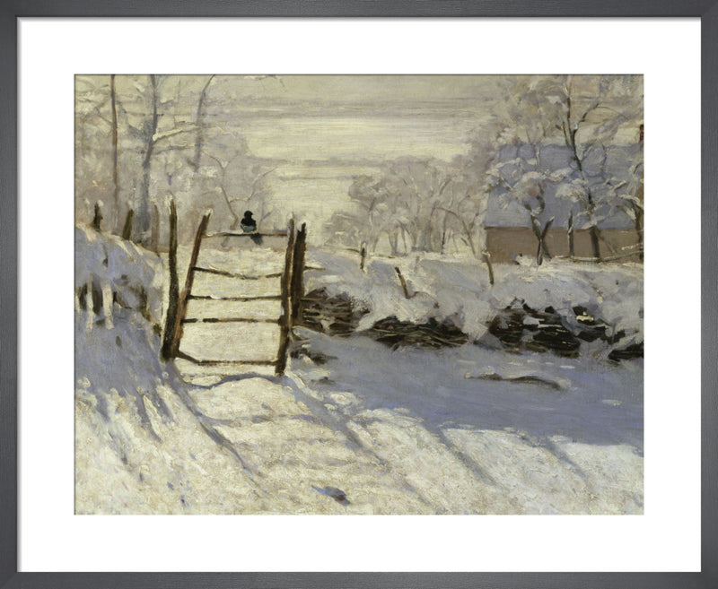 The Magpie (detail) by Claude Monet. Framed art print.