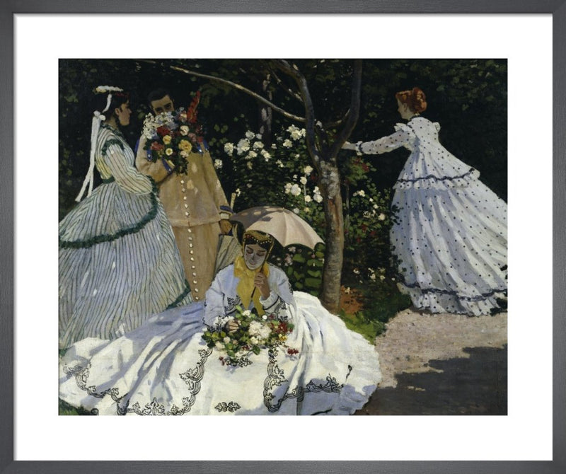 Women in the garden by Claude Monet. Framed art print.