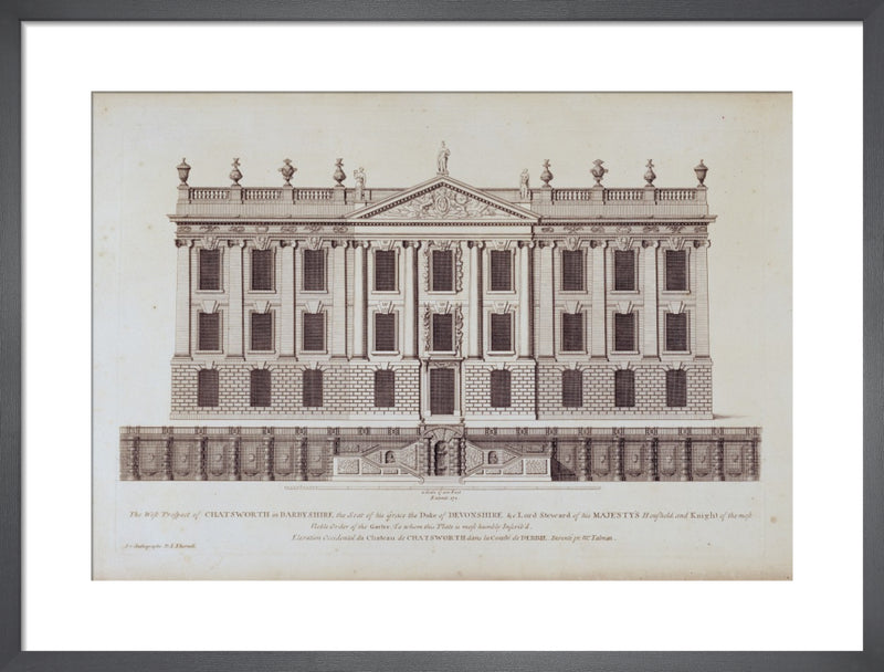 West Front of Chatsworth by English School. Framed art print.