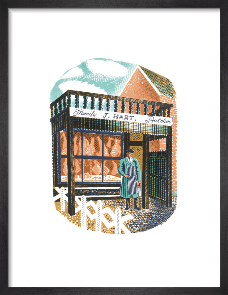 Family Butcher by Eric Ravilious. Framed art print.