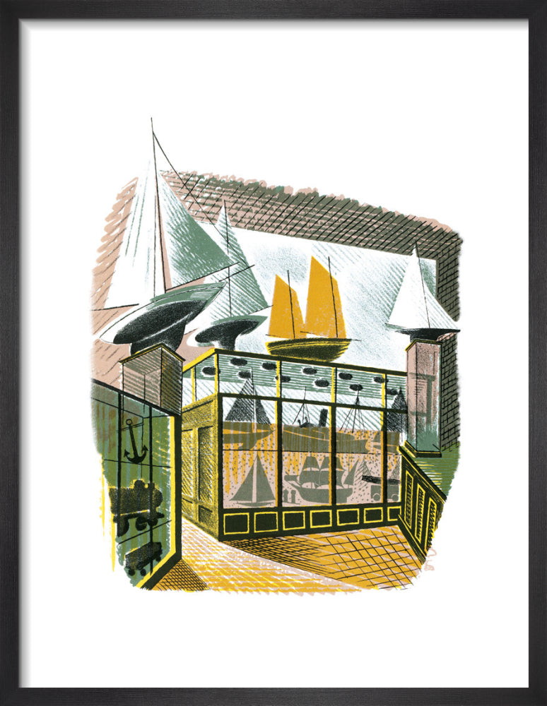 Model Ships and Railways by Eric Ravilious. Framed art print.