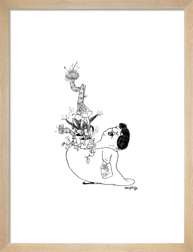 Lady with Cactus Bosom by Gerard Hoffnung. Framed art print.