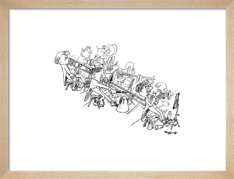 The Bass Trombone by Gerard Hoffnung. Framed art print.