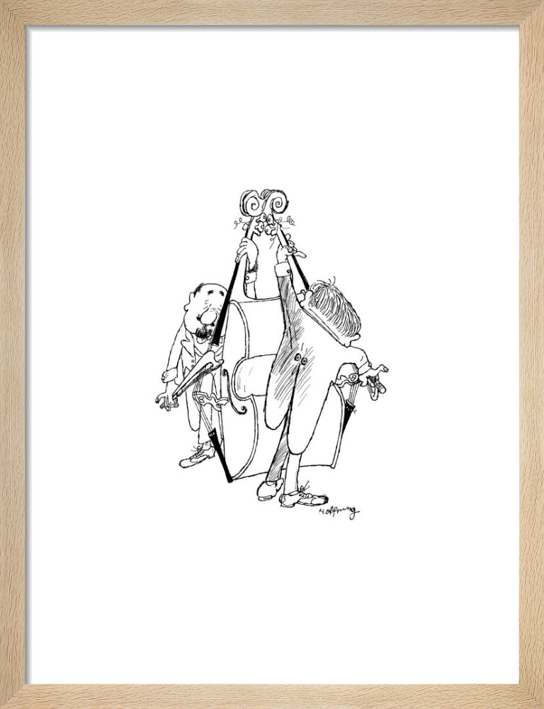 The Double Double Bass by Gerard Hoffnung. Framed art print.