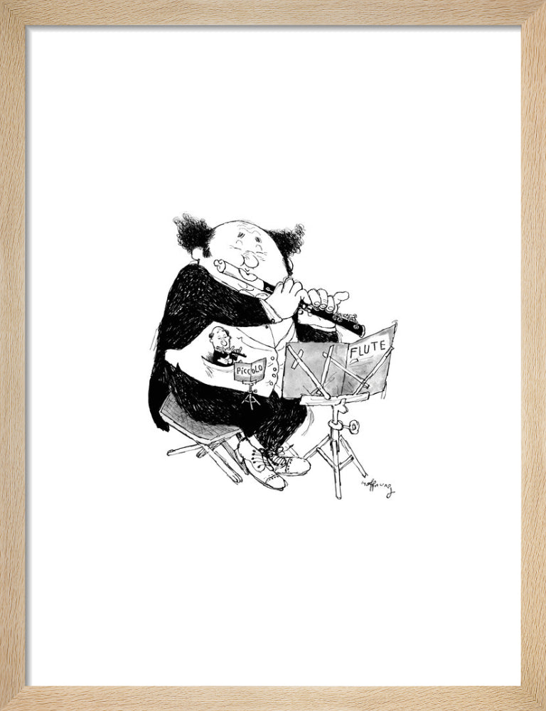 The Flute and Piccolo by Gerard Hoffnung. Framed art print.