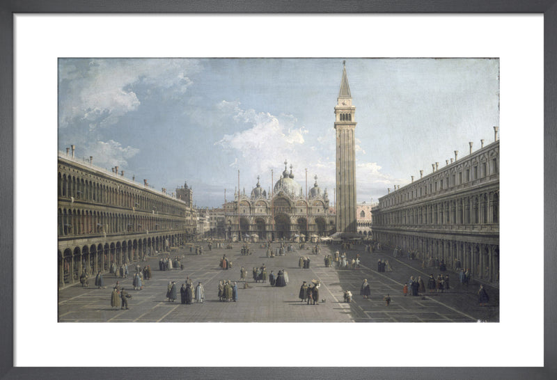 Piazza San Marco looking East towards Basilica by Giovanni Canaletto. Framed art print.