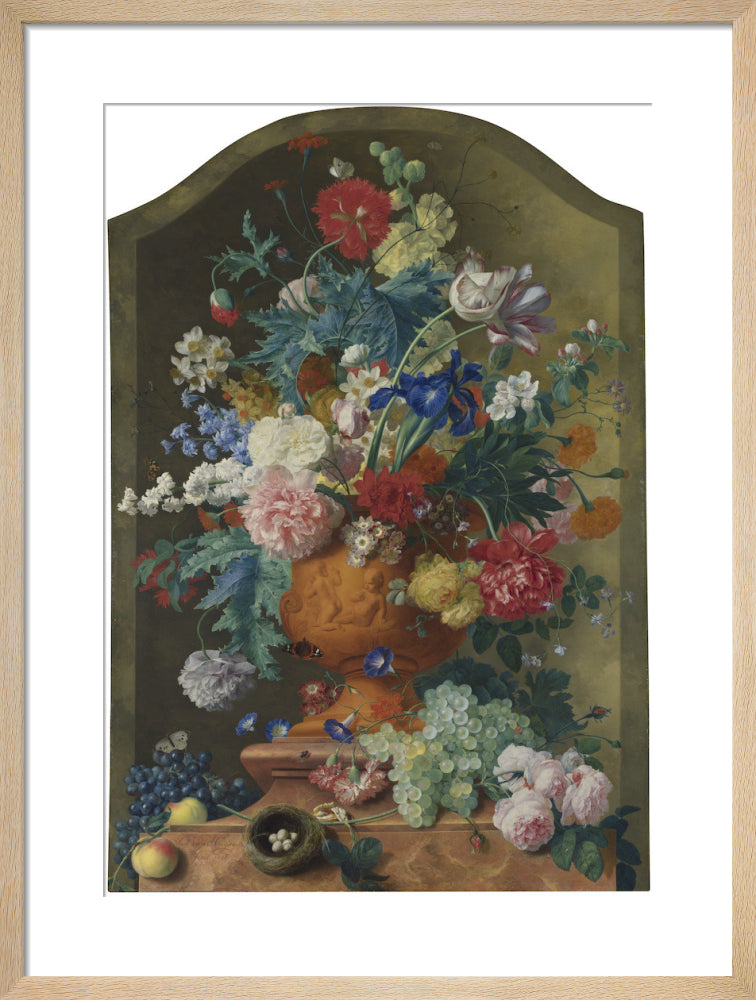 Flowers in a Terracotta Vase by Jan van Huysum. Framed art print.