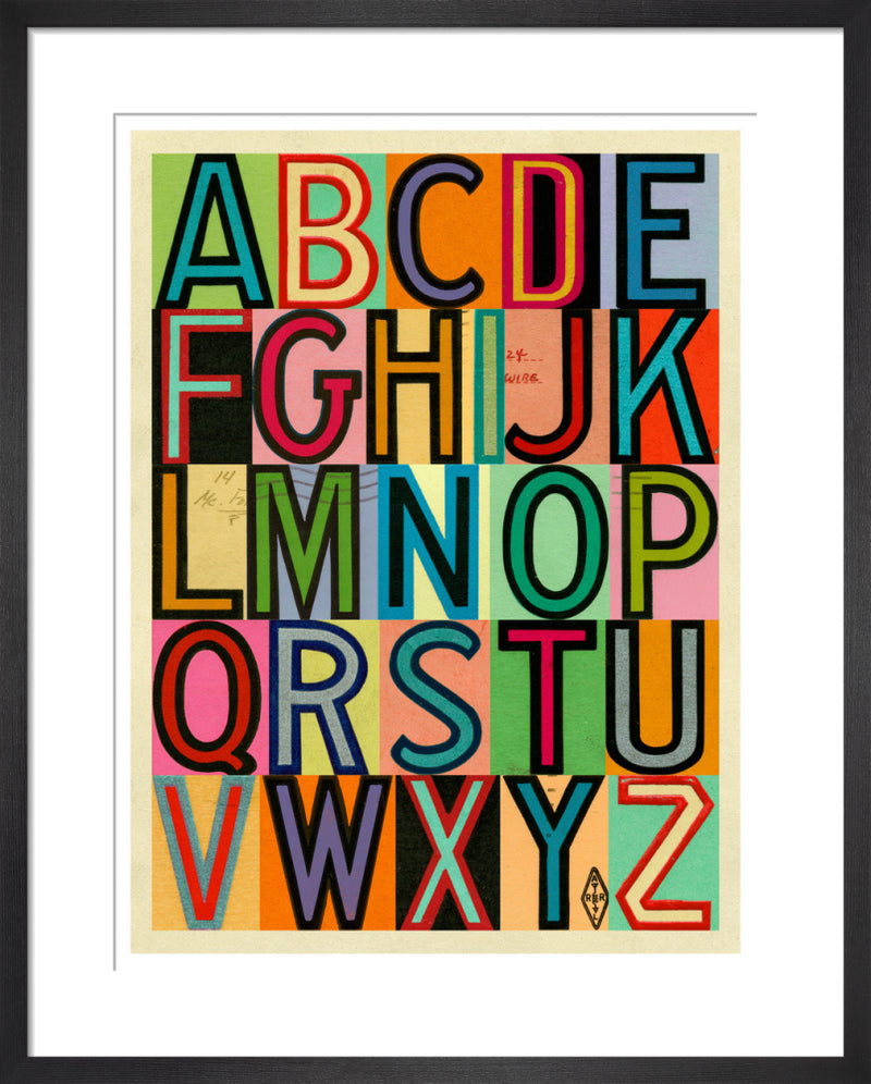 Vintage Outline Alphabet by Julia Trigg. Unframed art print.