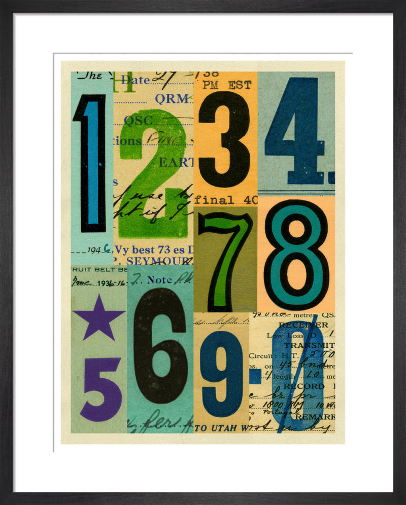 Vintage Radio Card Numbers by Julia Trigg. Unframed art print.