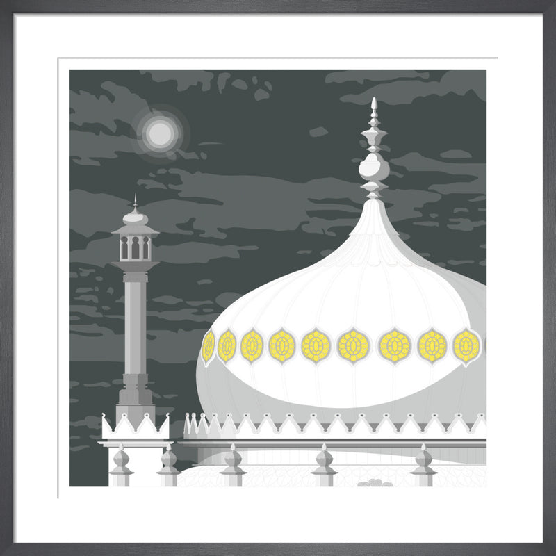 Pavilion Night by Linescapes. Framed art print.