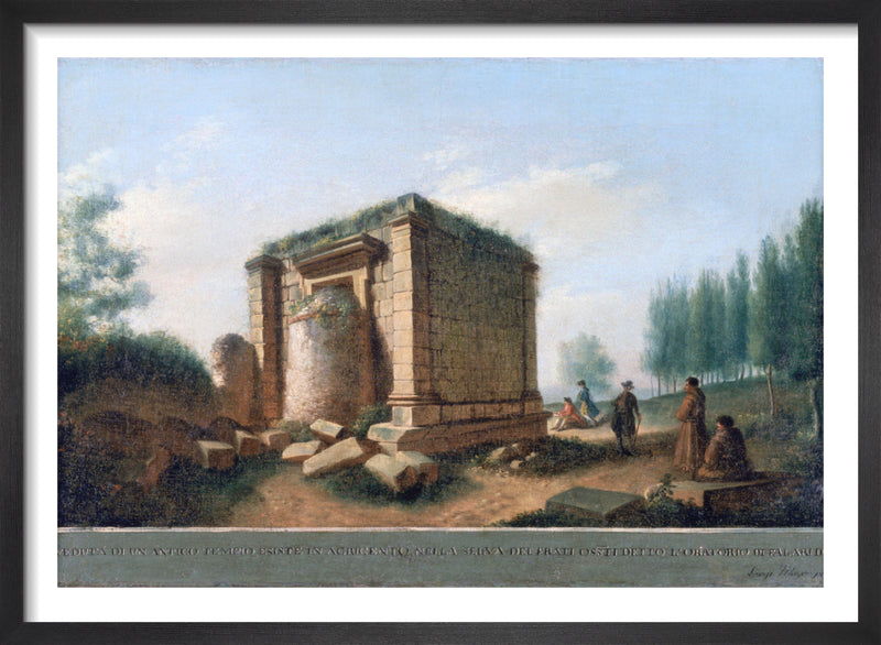 View of an Ancient Temple at Agrigentum by Luigi Mayer. Framed art print.