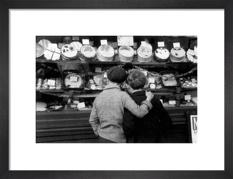 Cake shop window, 1935 by Mirrorpix. Framed art print.