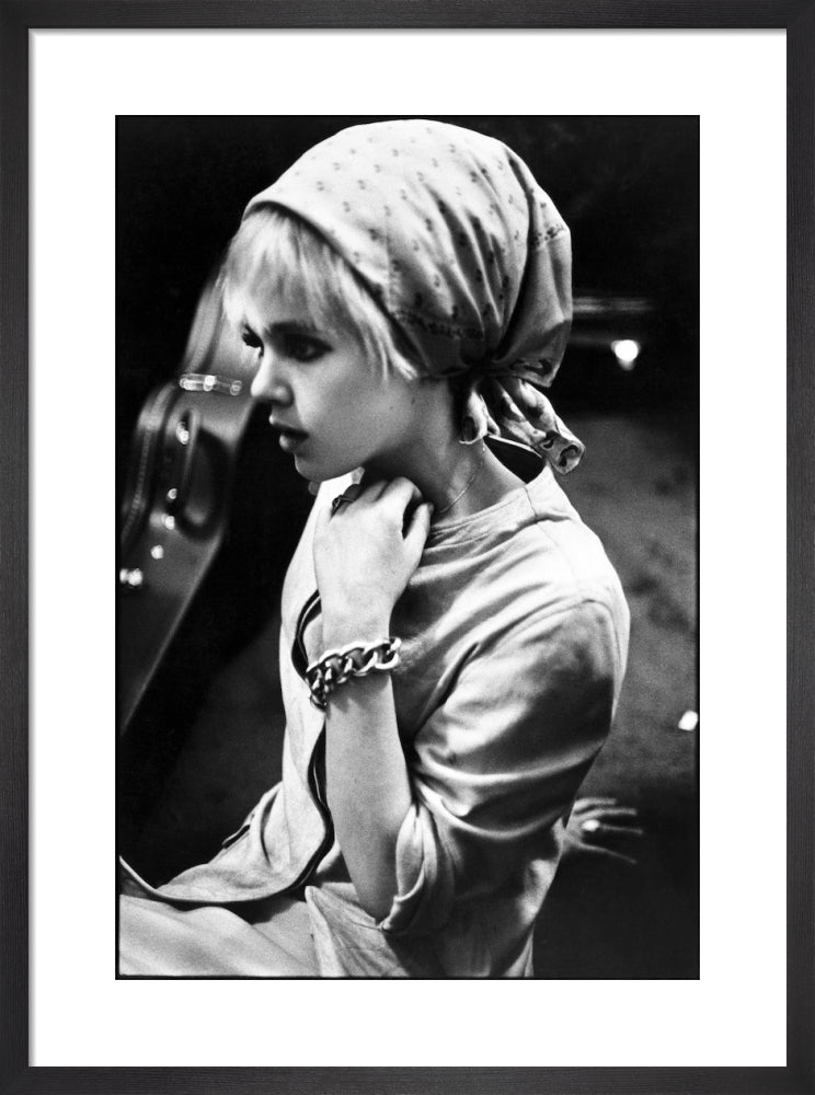 Edie Sedgwick with scarf by Nat Finkelstein. Framed art print.
