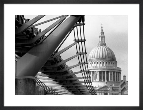 Millennium Bridge spectators by St. Paul's by Niki Gorick. Framed art print.