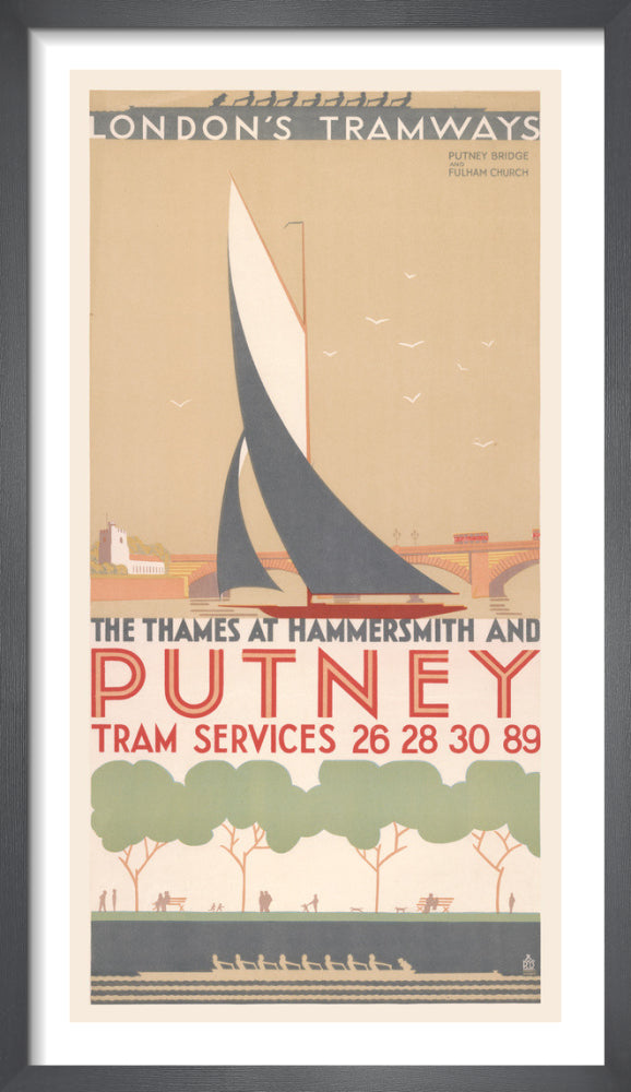 The Thames At Hammersmith And Putney by Ralph & Brown Studios. Framed art print.
