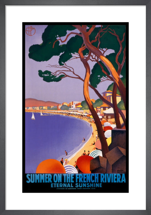 Summer on the French Riviera, 1930 by Roger Broders. Framed art print.