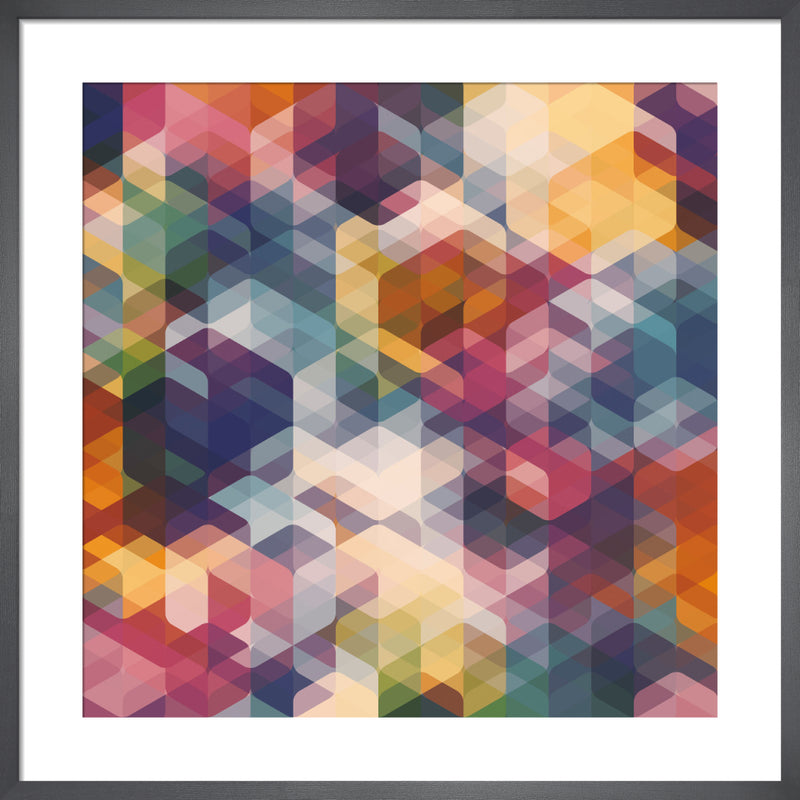 Cuben Curved Dark by Simon C Page. Framed art print.