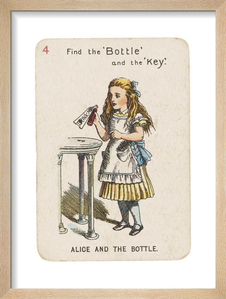 Alice and the Bottle by Sir John Tenniel. Framed art print.
