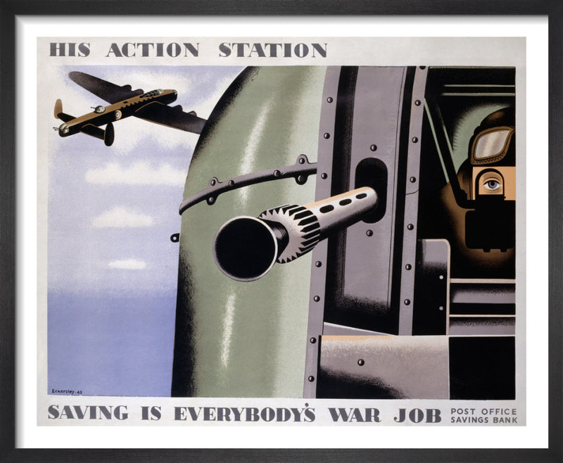 His Action Station by Tom Eckersley. Framed art print.
