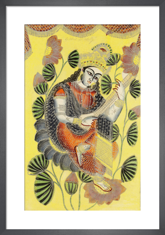 Saraswati, c.1860 by Unknown artist. Framed art print.