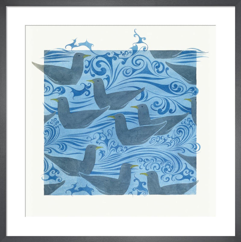 Seagulls textile design, 1892 by C F A Voysey. Framed art print.