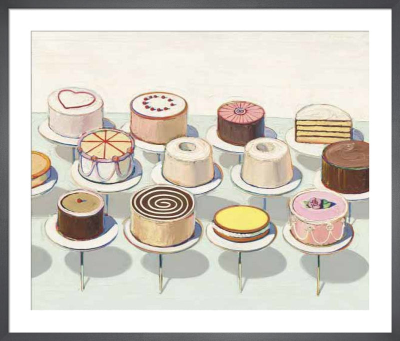 Cakes, 1963 by Wayne Thiebaud. Unframed art print.