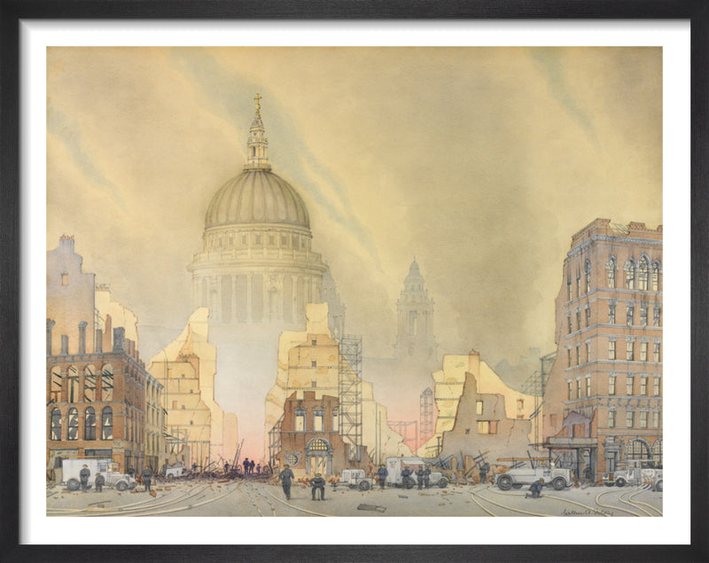 Air Raid on the City of London, 1940 by William A. Golding. Framed art print.