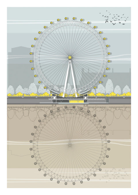 London Eye by Linescapes. Unframed art print.