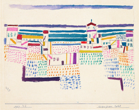 Seaside Resort in the South of France, 1927 by Paul Klee. Framed art print.