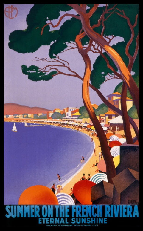 Summer on the French Riviera, 1930 by Roger Broders. Unframed art print.