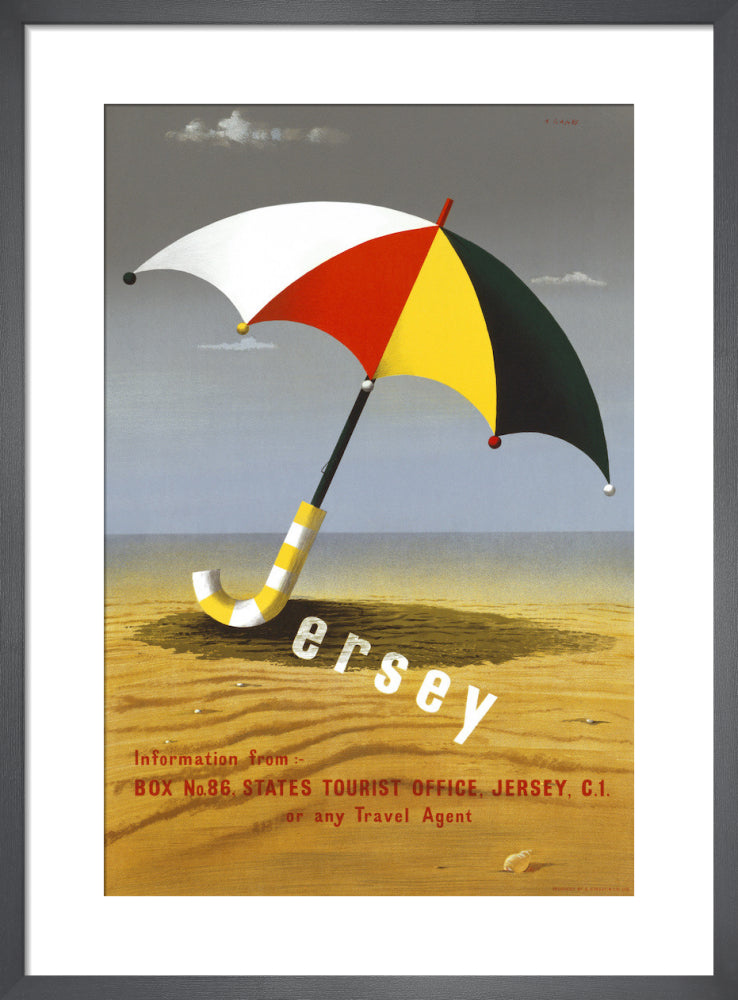 Jersey Umbrella by Abram Games. Framed art print.
