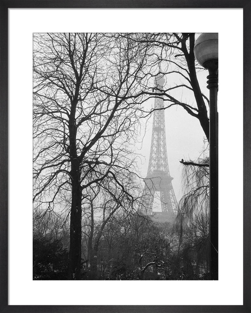 Eiffel Tower in the winter mist, 1963 by Alan Scales. Framed art print.