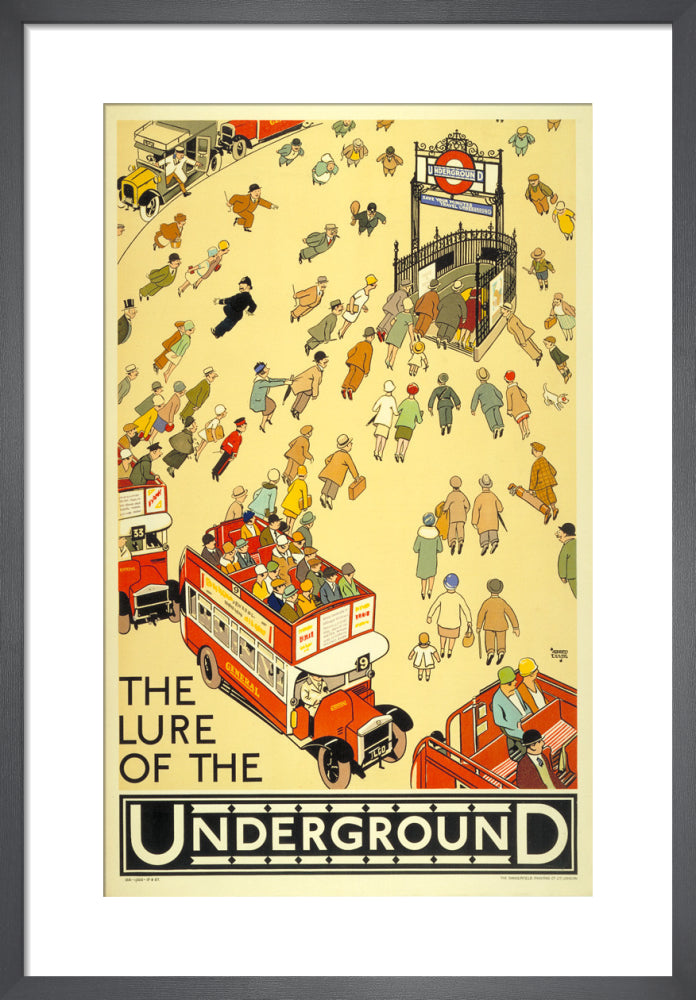 The Lure of the Underground, 1927 by Alfred Leete. Framed art print.