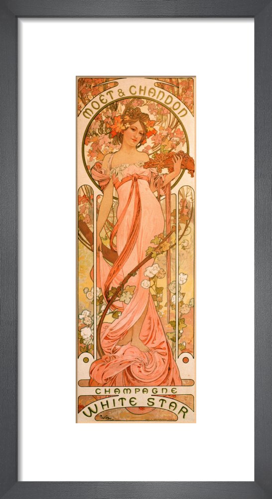 Moët & Chandon, White Star Champagne, 1899 by Alphonse Mucha. Framed art print.