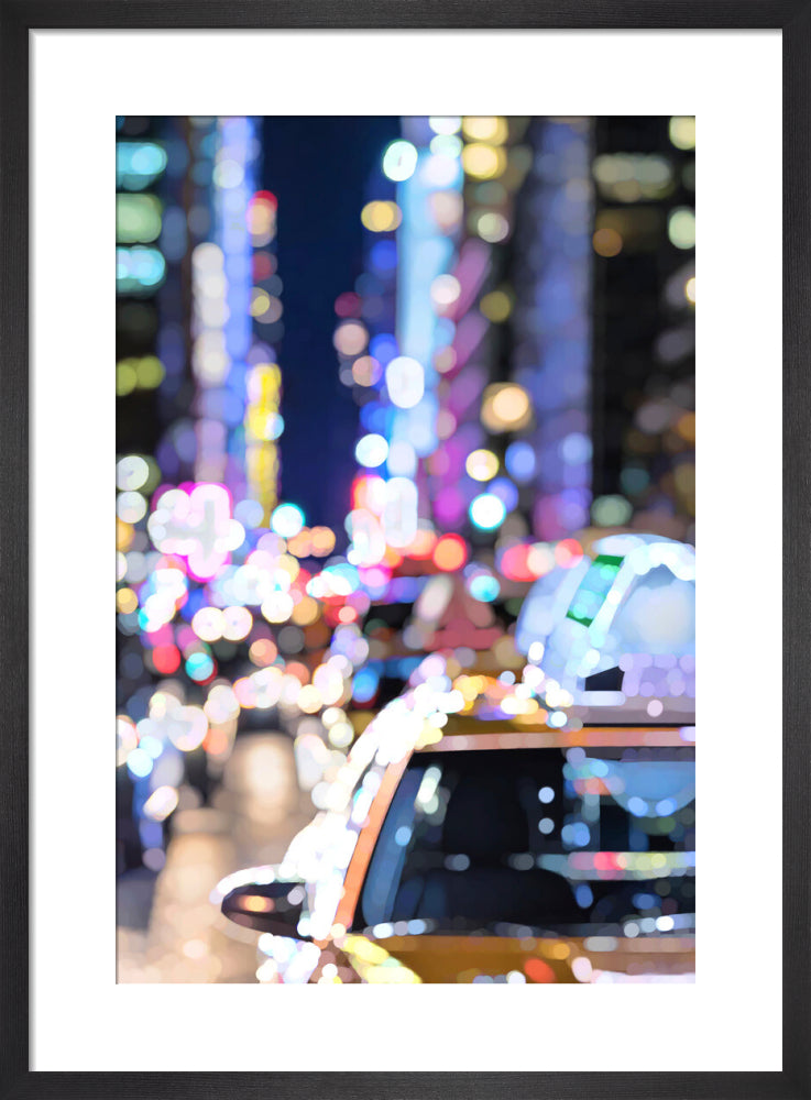 Pointillist NYC, Taxi by Yoni Alter. Framed art print.