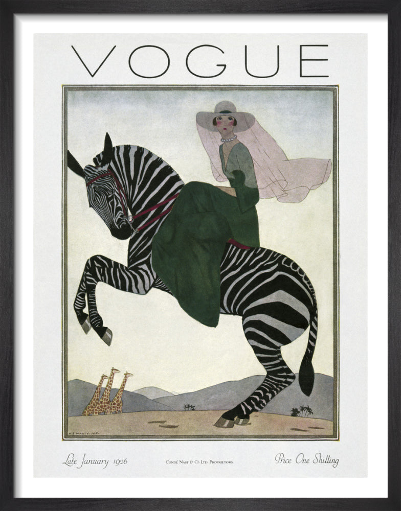 Vogue Late January 1926 by Andre Edouard Marty. Framed art print.