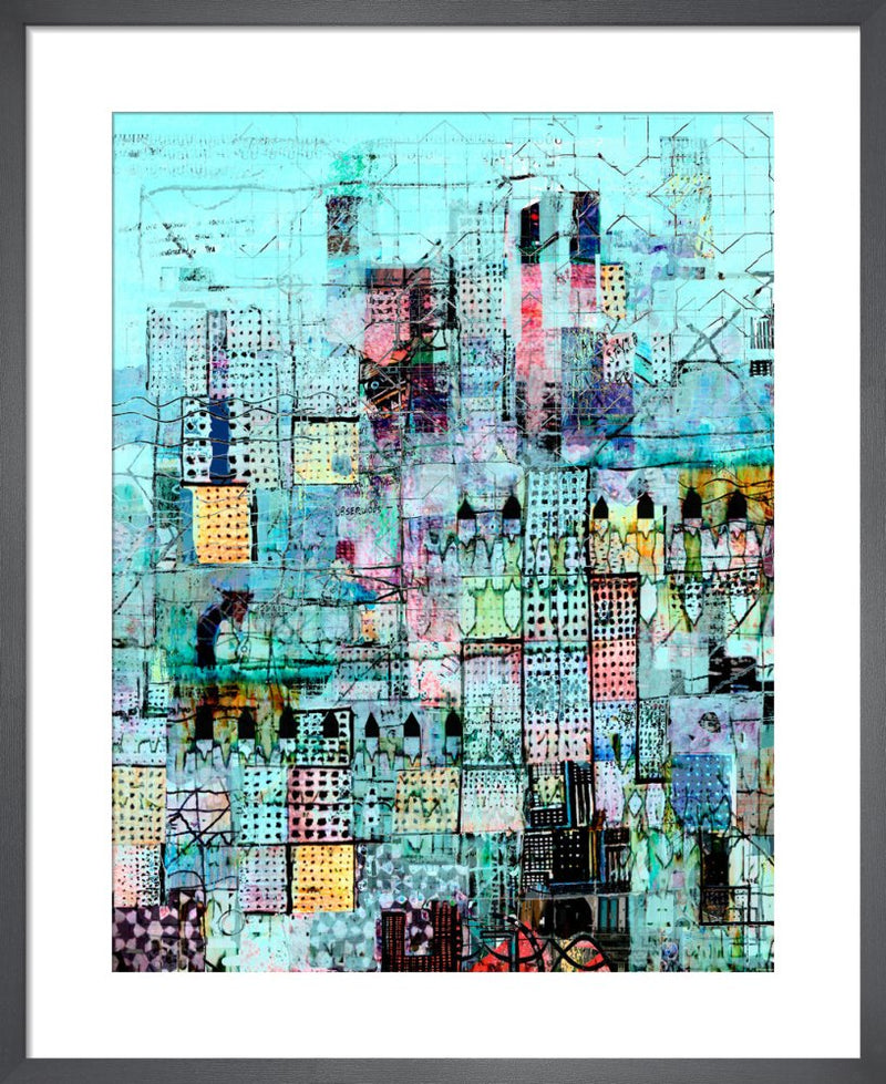Blue Metropolis by Andy Mercer. Framed art print.