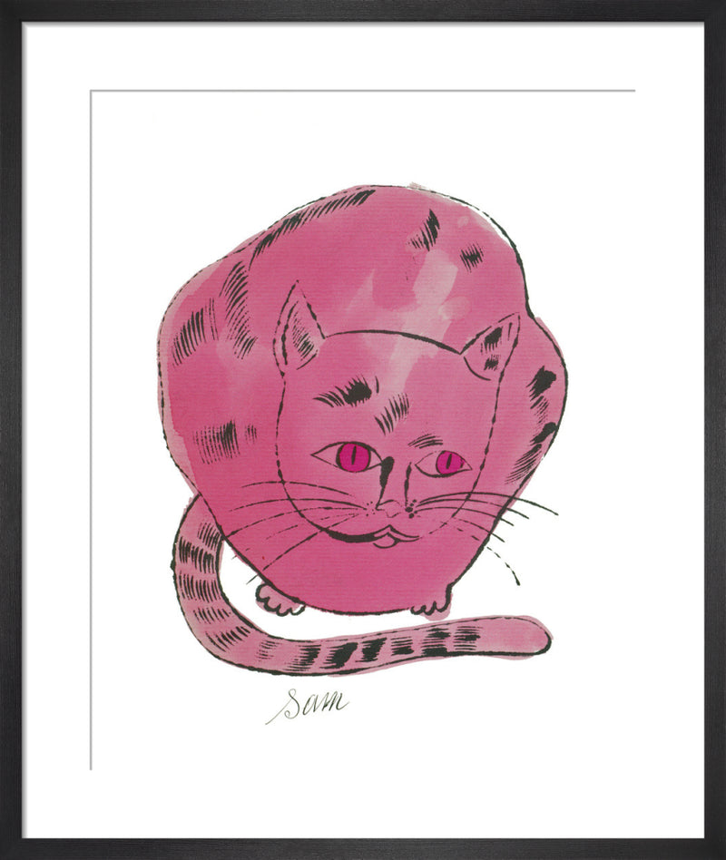 Cat from 25 Cats Name[d] Sam and One Blue Pussy, 1954 (hot pink sam) by Andy Warhol. Unframed art print.