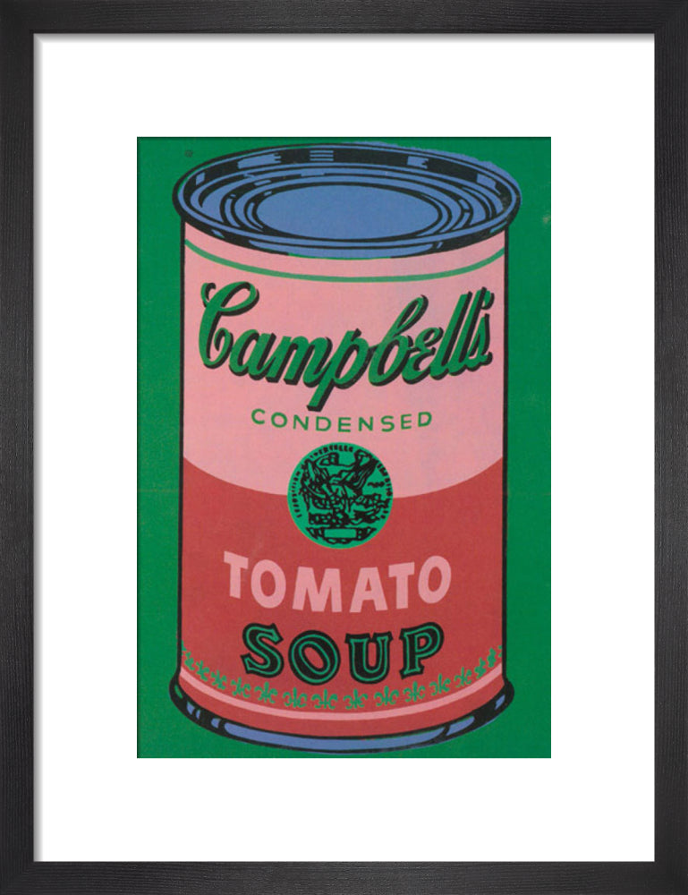 Colored Campbell's Soup Can, 1965 (red & green) by Andy Warhol. Framed art print.
