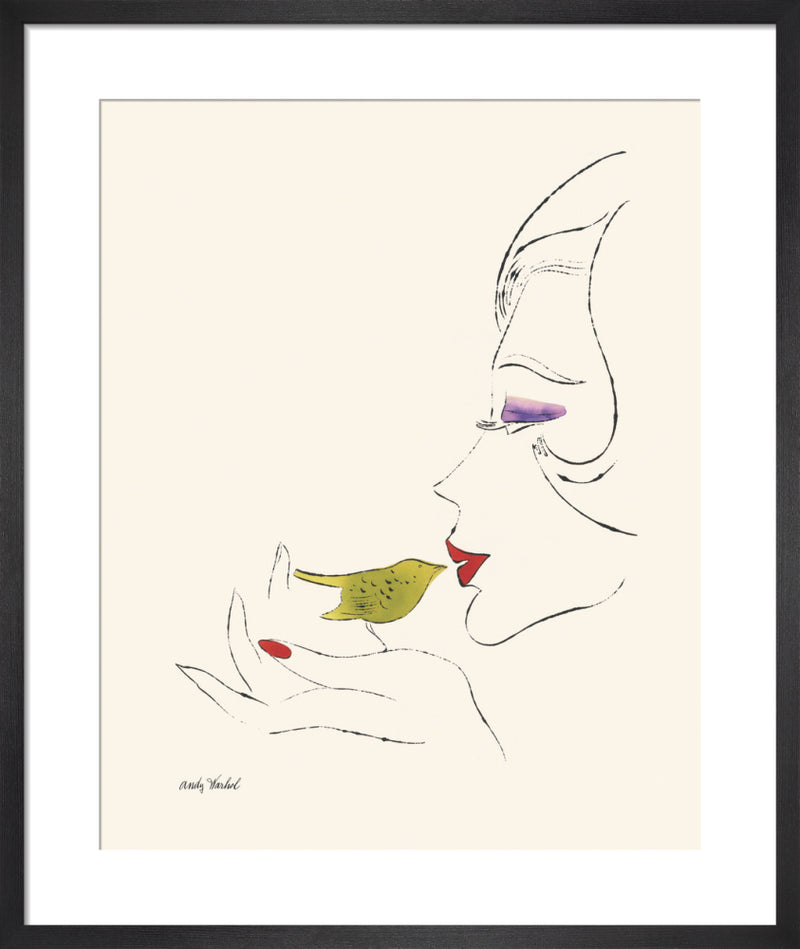Untitled (female head), c. 1958 by Andy Warhol. Framed art print.
