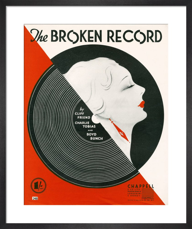 The Broken Record by Anonymous. Framed art print.