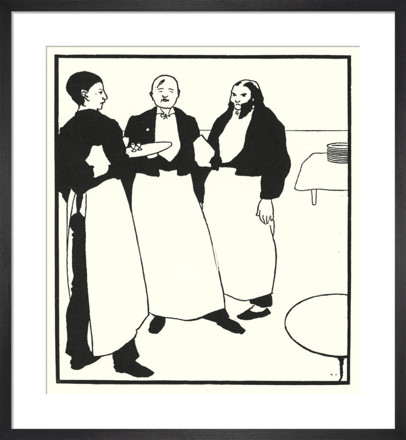 Garcons De Cafe by Aubrey Beardsley. Framed art print.