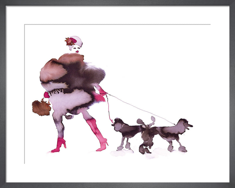 What to Wear When Walking the Dogs 10 by Bridget Davies. Framed art print.