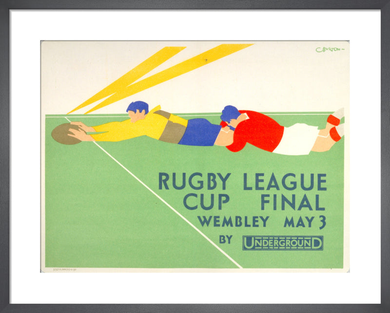 Rugby League Cup Final, 1930 by Charles Burton. Framed art print.