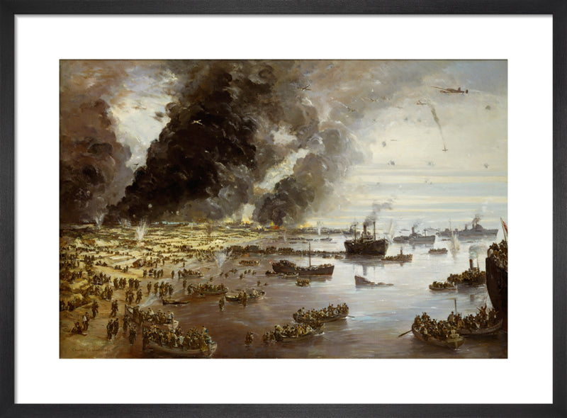The Withdrawal from Dunkirk, June 1940 by Charles Ernest Cundall. Framed art print.