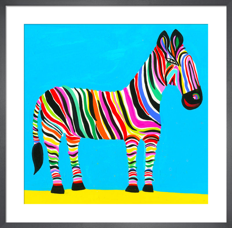 Rainbow Zebra by Christopher Corr. Framed art print.