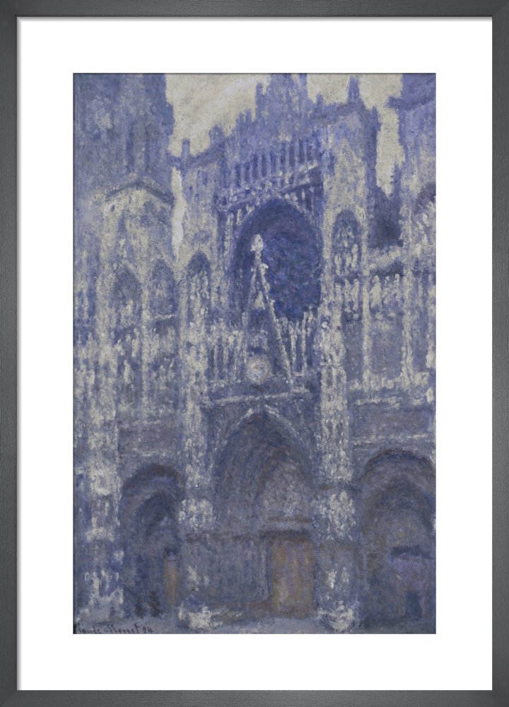 Rouen Cathedral (Facade and the Tour d'Albane. Grey Weather) by Claude Monet. Framed art print.